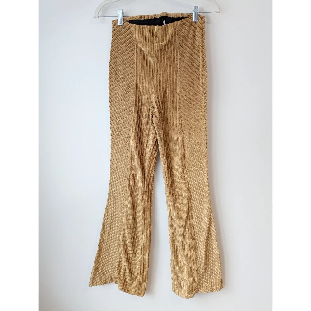 Free People Penny Pull On Velvet Pants In Golden Cord